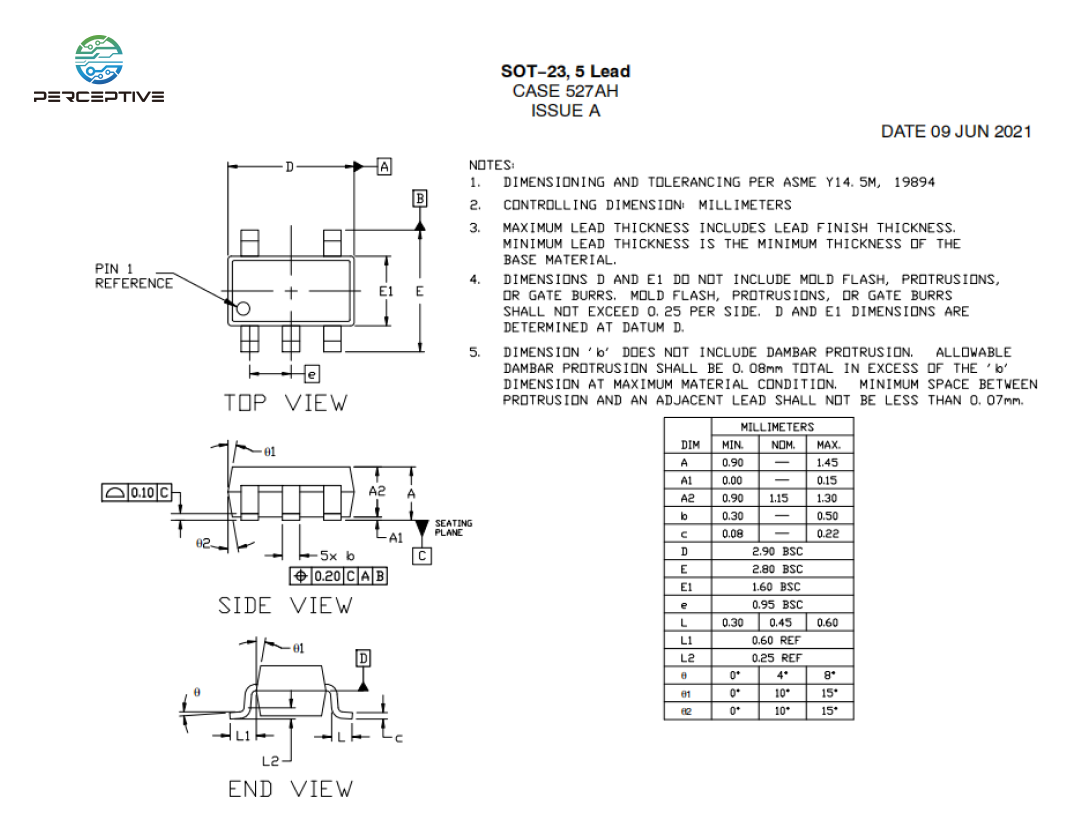 Package of  onsemi NC7SZ125M5X perceptive